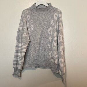 Nine West cowl neck animal print cozy ribbed rayon blend sweater Xl